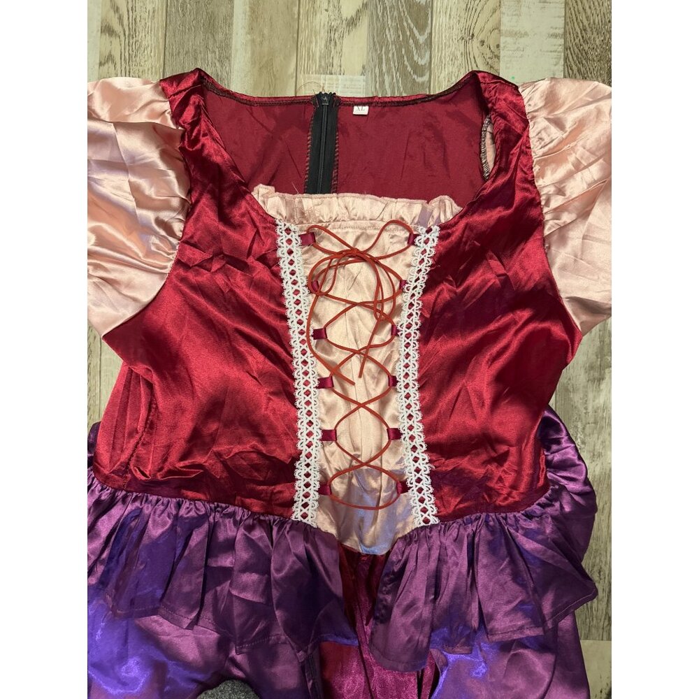 Hocus-Pocus Inspired Womens Costume Dress XL With Lace-Up Front & Puffed Sleeves
